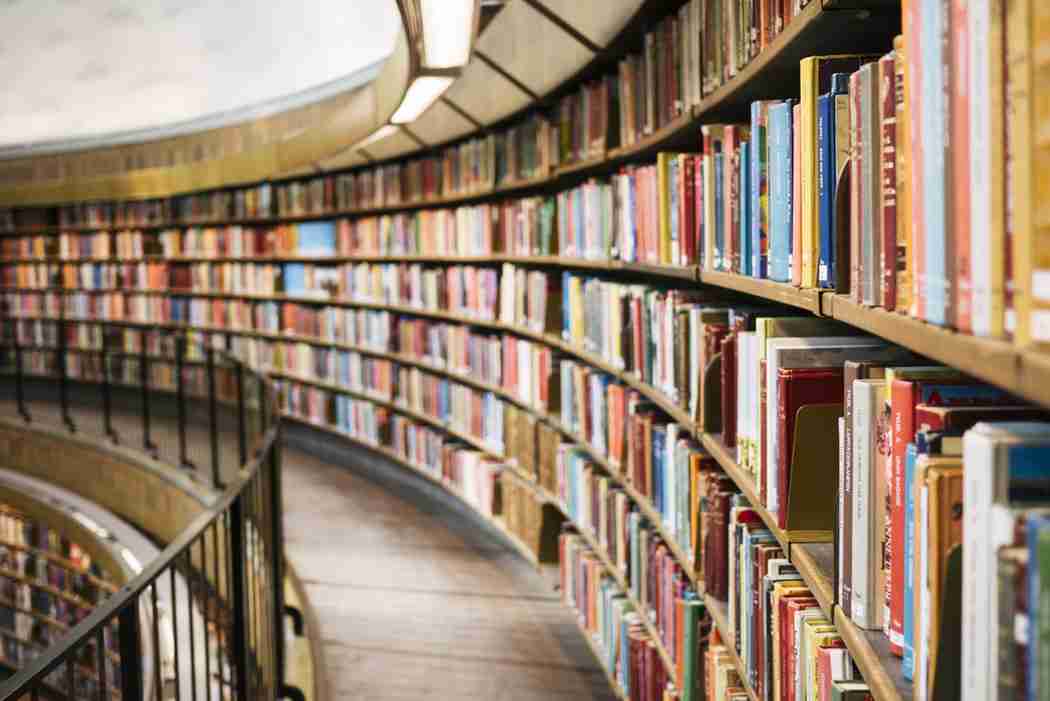 A row of books on a shelf
